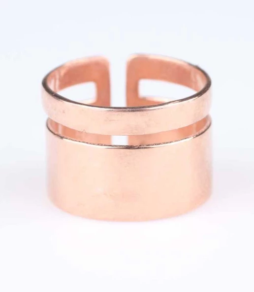 925 Ayar Gümüş Kalın Şerit Yüzük, Pembe - Resim 2
