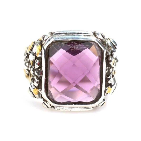 925 Ayar Gümüş Kare Ametist Taşlı Erkek Yüzüğü - Resim 7
