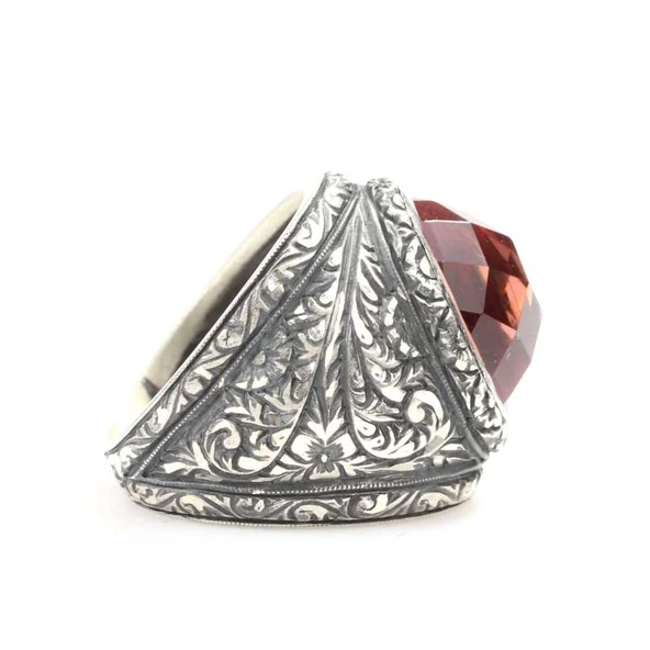 925 Ayar Gümüş Sultanayt Taşlı Erkek Yüzüğü - Resim 2