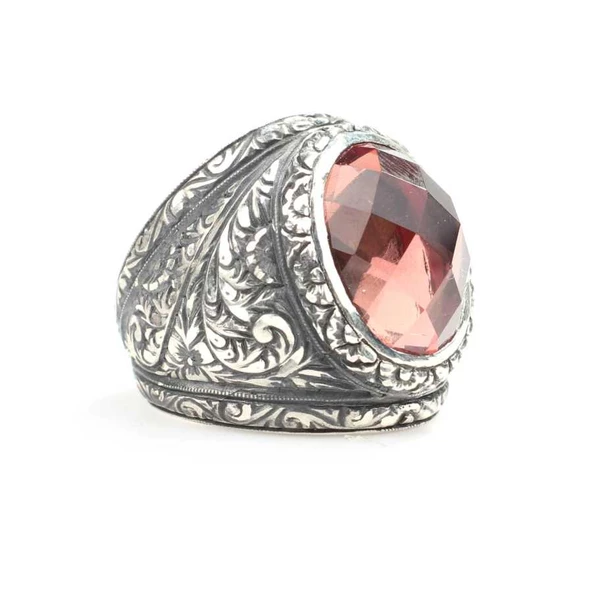 925 Ayar Gümüş Sultanayt Taşlı Erkek Yüzüğü ürün görseli