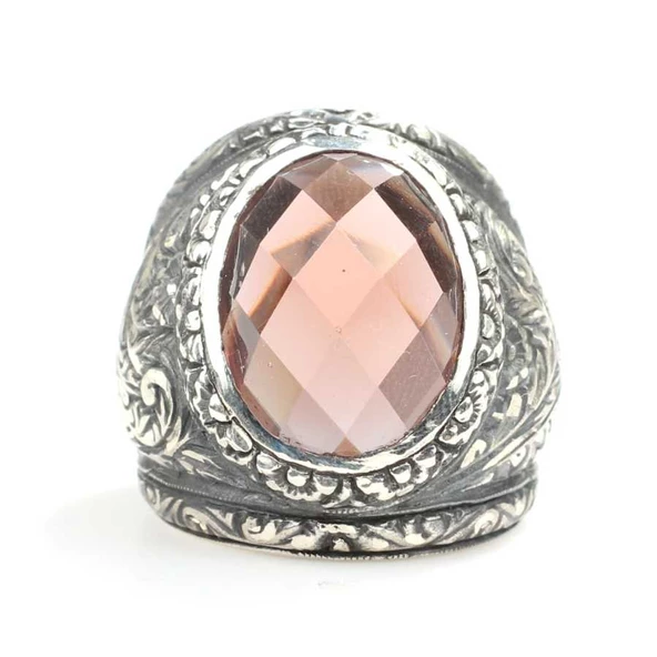 925 Ayar Gümüş Sultanayt Taşlı Erkek Yüzüğü - Resim 3