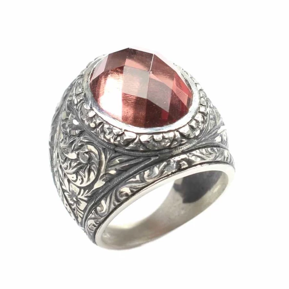 925 Ayar Gümüş Sultanayt Taşlı Erkek Yüzüğü - Resim 4