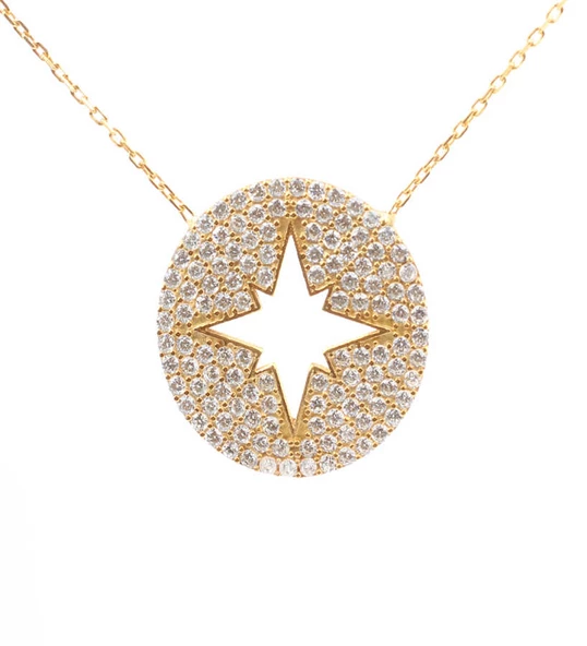 925 Ayar Gümüş Zirkon Taşlı Kuzey Yıldızı Kolye - Resim 2