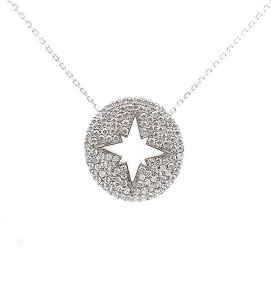 925 Ayar Gümüş Zirkon Taşlı Kuzey Yıldızı Kolye - Resim 4