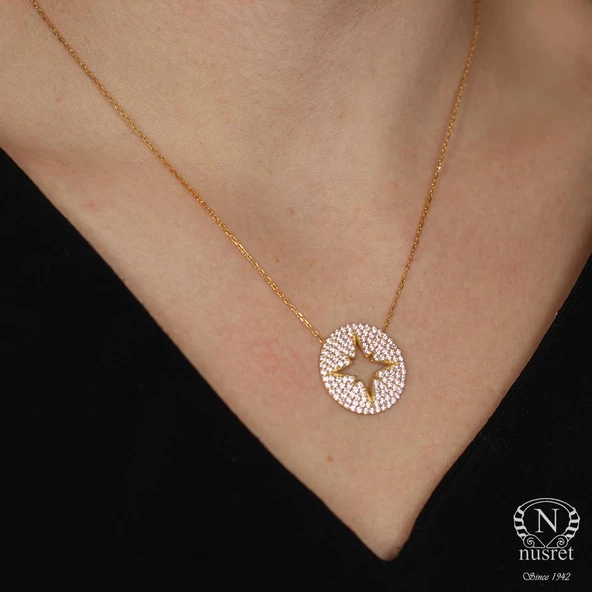 925 Ayar Gümüş Zirkon Taşlı Kuzey Yıldızı Kolye - Resim 5