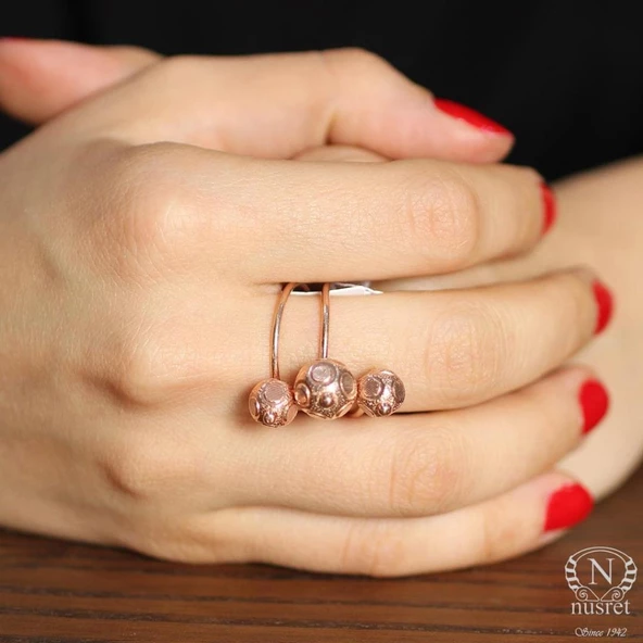 925 Ayar Gümüş Helezon Toplu Yüzük - Pembe - 7