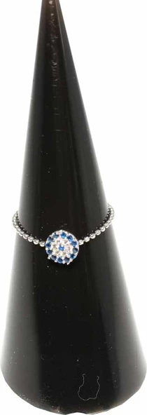 925 Ayar Gümüş Minik Nazar Boncuklu Eklem Yüzük, Beyaz - Resim 3