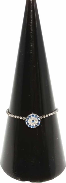 925 Ayar Gümüş Minik Nazar Boncuklu Eklem Yüzük, Beyaz - Resim 5