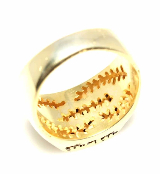 925 Ayar Gümüş Fihi ma Fih Fetih Yüzük, Sarı - Siyah Taş - Resim 2