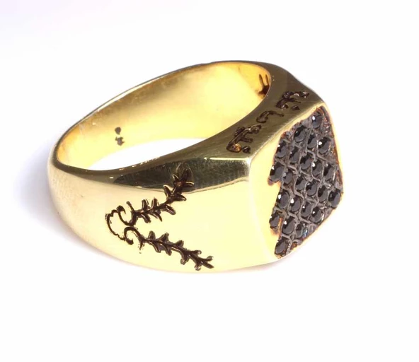 925 Ayar Gümüş Fihi ma Fih Fetih Yüzük, Sarı - Siyah Taş - Resim 7