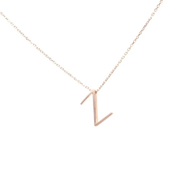 925 Ayar Gümüş 3 Boyutlu Z Harfi Kolye - Resim 3