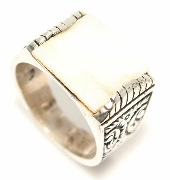 925 Ayar Gümüş Sedef Taşlı Erkek Yüzük ürün görseli