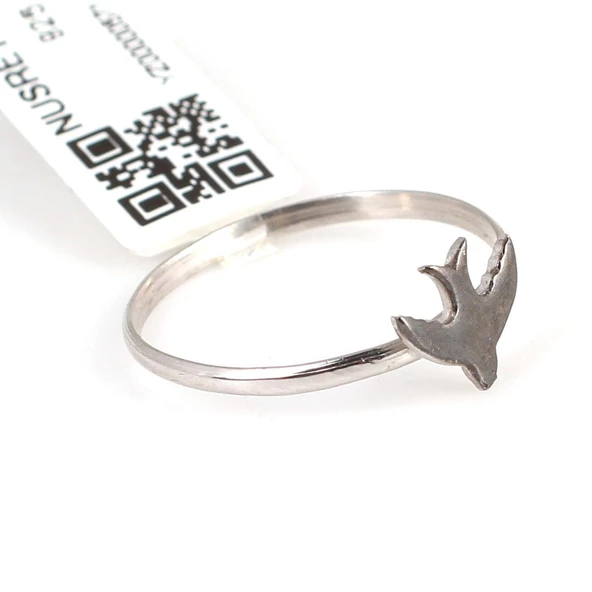 925 Ayar Gümüş Kırlangıç Yüzük, Beyaz - Resim 4