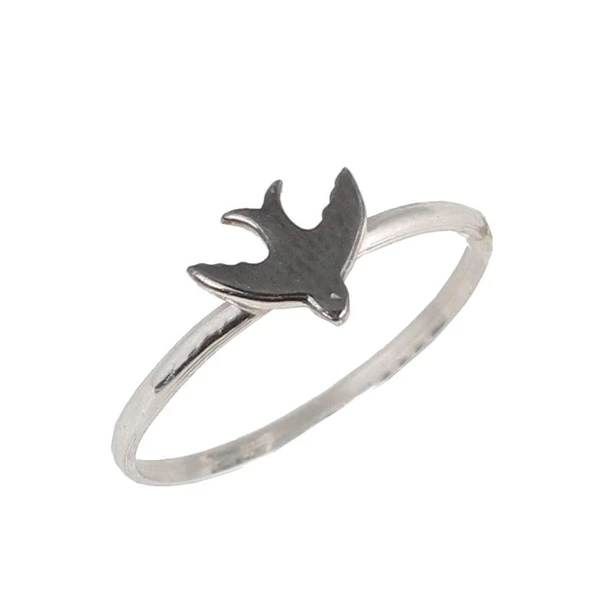 925 Ayar Gümüş Kırlangıç Yüzük, Beyaz - Resim 2