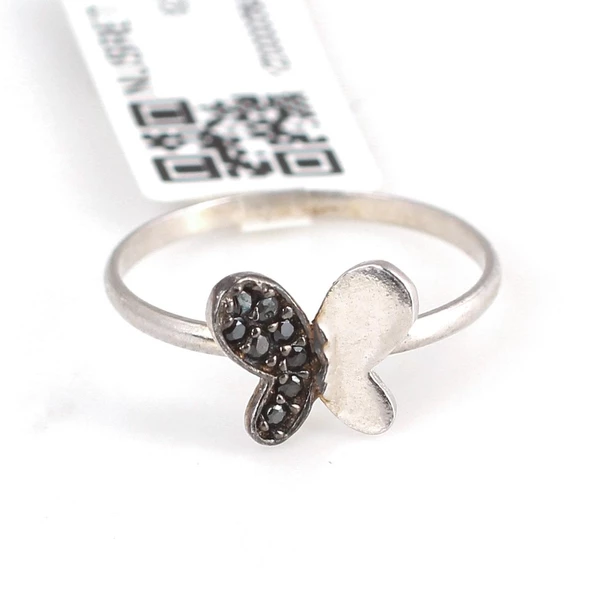 925 Ayar Gümüş Kelebek Yüzük, Beyaz - Resim 3