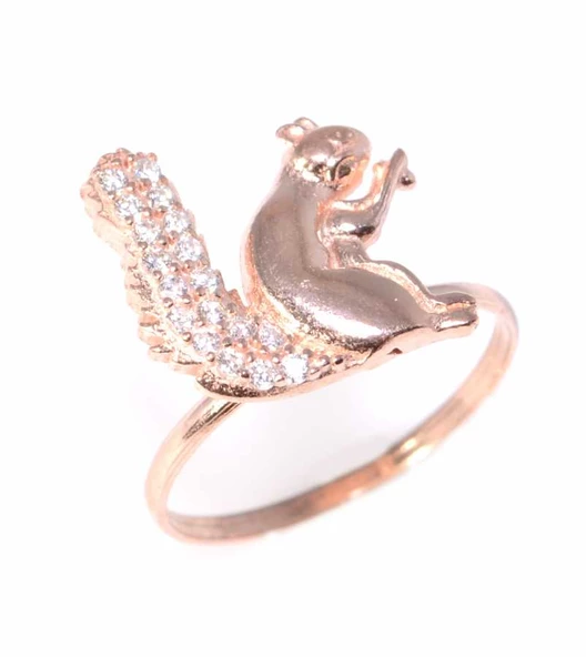 925 Ayar Gümüş Sincap Yüzük, Pembe ürün görseli 1