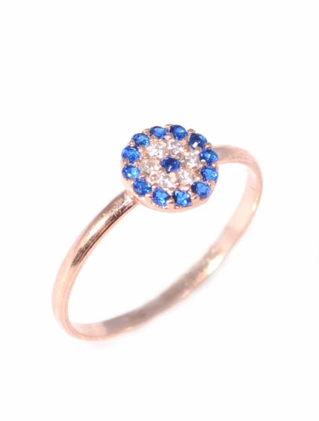 925 Ayar Gümüş Nazar Boncuk Model Yüzük, Pembe ürün görseli 1