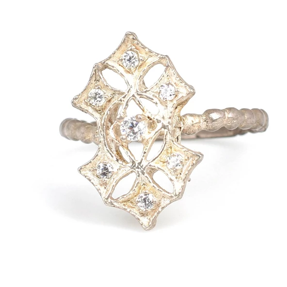 925 Ayar Gümüş Elişi Telkari Yüzük - Resim 5