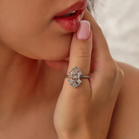 925 Ayar Gümüş Elişi Telkari Yüzük ürün görseli 1