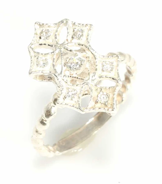 925 Ayar Gümüş Elişi Telkari Yüzük - Resim 3