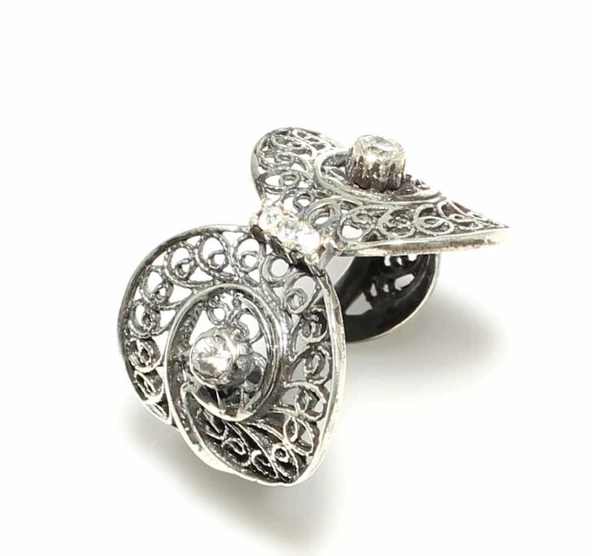 925 Ayar Gümüş Taşlı Telkari Yüzük ürün görseli