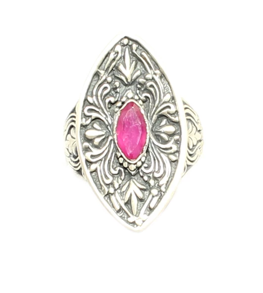 925 Ayar Gümüş Mekik Yakut Taşlı Yüzük