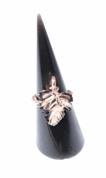 925 Ayar Rose Gümüş AsmaYaprağı Yüzük - Resim 10