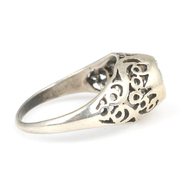 925 Ayar Gümüş Ajur Desen Taşlı Yüzük - Resim 3