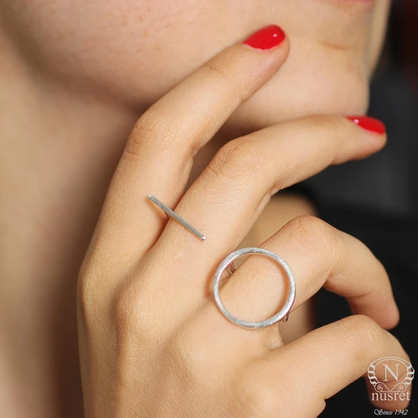 925 Ayar Gümüş Çift Parmak Yüzük - Resim 5