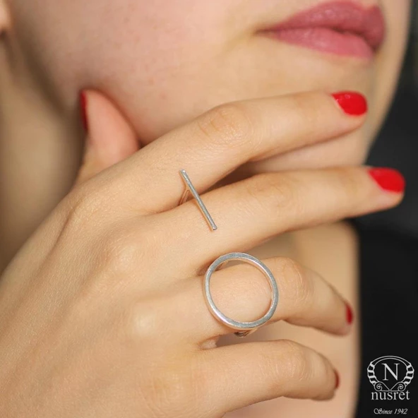 925 Ayar Gümüş Çift Parmak Yüzük - Resim 4