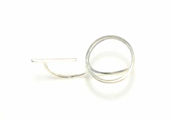 925 Ayar Gümüş Çift Parmak Yüzük - Resim 2