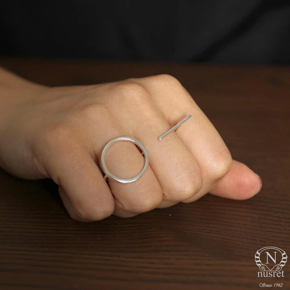 925 Ayar Gümüş Çift Parmak Yüzük ürün görseli 1