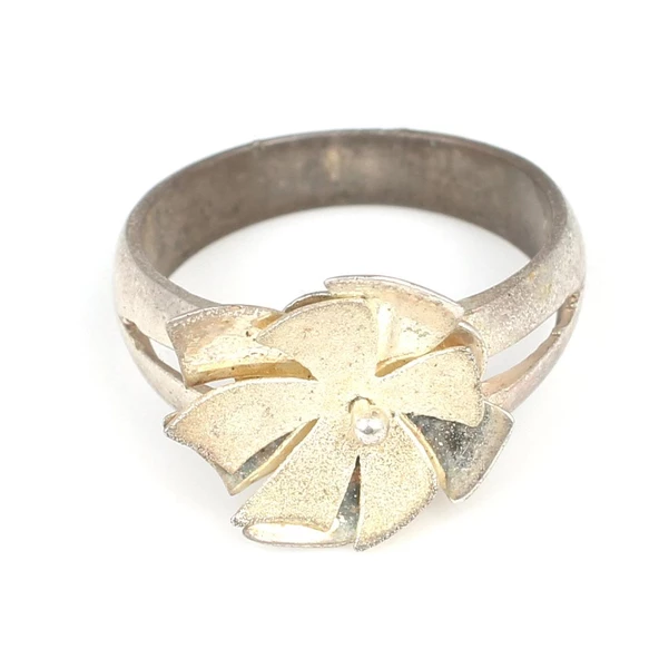 925 Ayar Gümüş Çiçek Yüzük, Beyaz - Resim 8