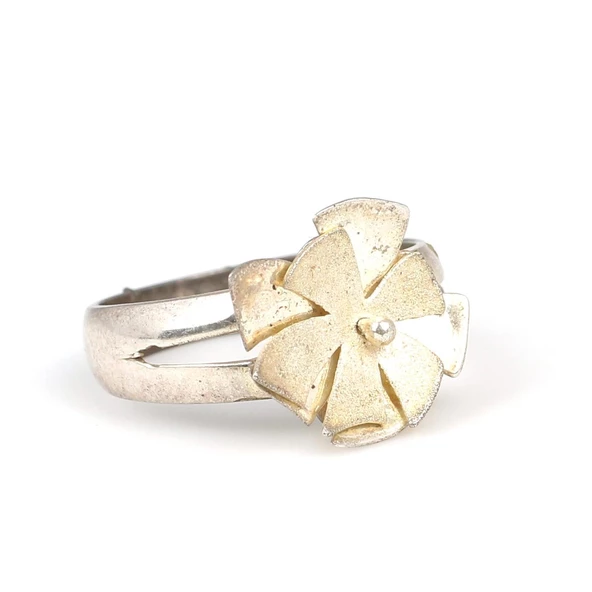 925 Ayar Gümüş Çiçek Yüzük, Beyaz - Resim 5