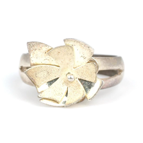 925 Ayar Gümüş Çiçek Yüzük, Beyaz - Resim 7