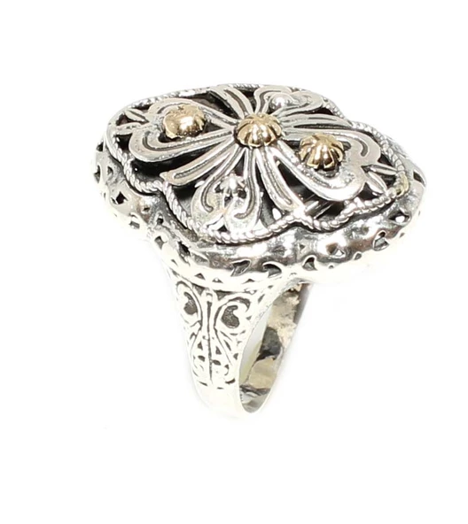 925 Ayar Gümüş Bronz Karışımı Konstantinapol Tasarım Yüzük - Resim 2