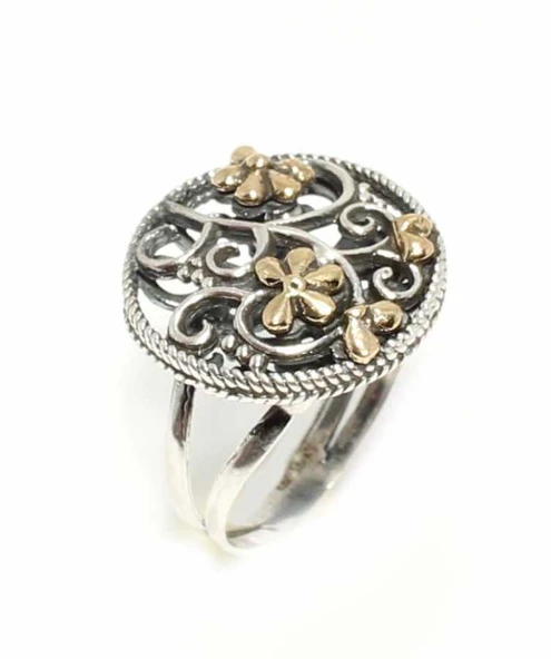 Konstantinapol Tasarım Çiçek Desenli Otantik Yüzük ürün görseli