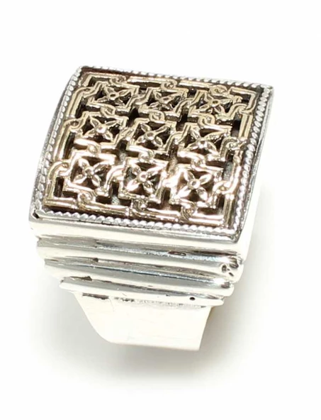 Konstantinapol Tasarım Kare Otantik Yüzük - Resim 8
