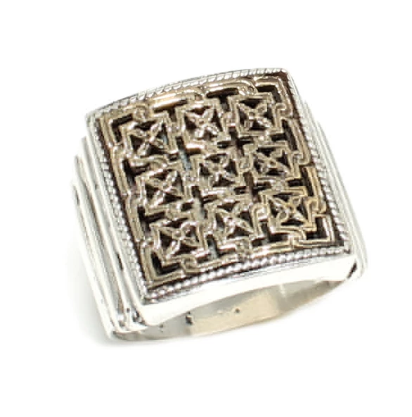 Konstantinapol Tasarım Kare Otantik Yüzük - Resim 6