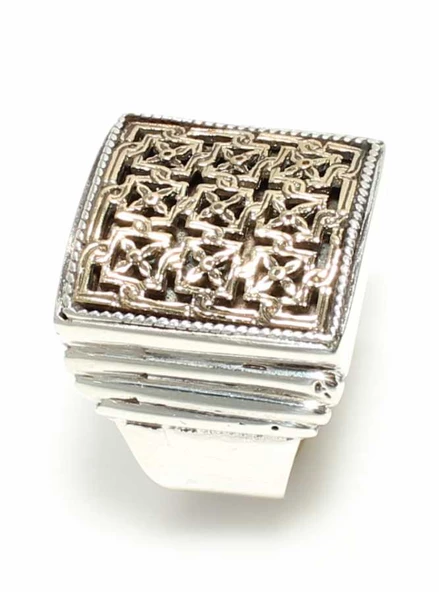 Konstantinapol Tasarım Kare Otantik Yüzük - Resim 10