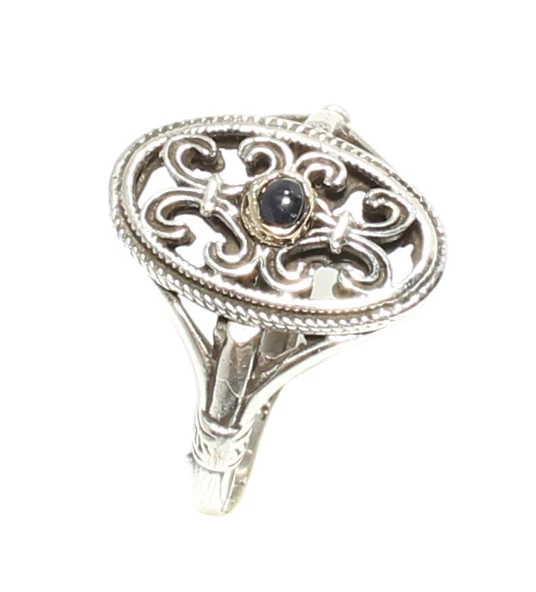 925 Ayar Gümüş Bronz Konstantinapol Tasarım Siyah Taşlı Yüzük ürün görseli