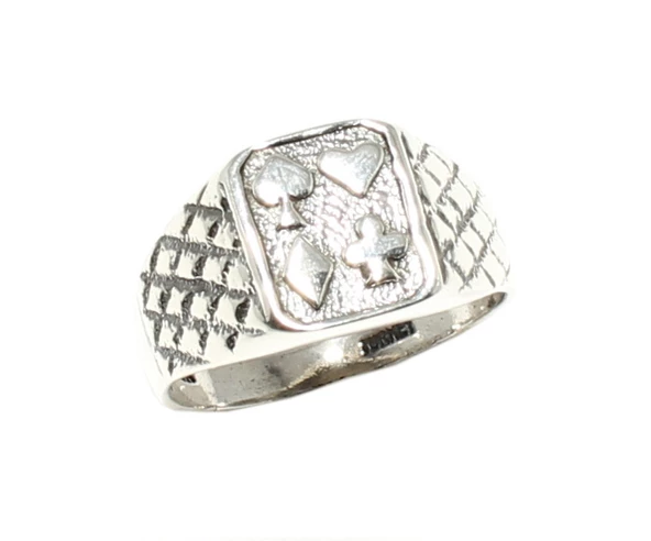 925 Ayar Gümüş Poker Yüzük - Resim 8