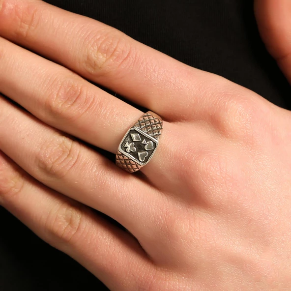 925 Ayar Gümüş Poker Yüzük - Resim 10