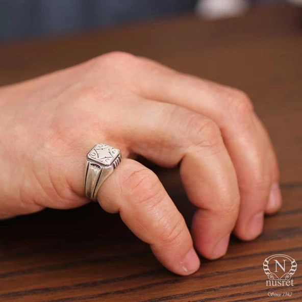 925 Ayar Gümüş Karo Yüzük - Resim 8