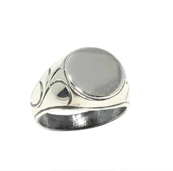 925 Ayar Gümüş Çizik Kenarlı Yuvarlak Ayna Yüzük ürün görseli 1