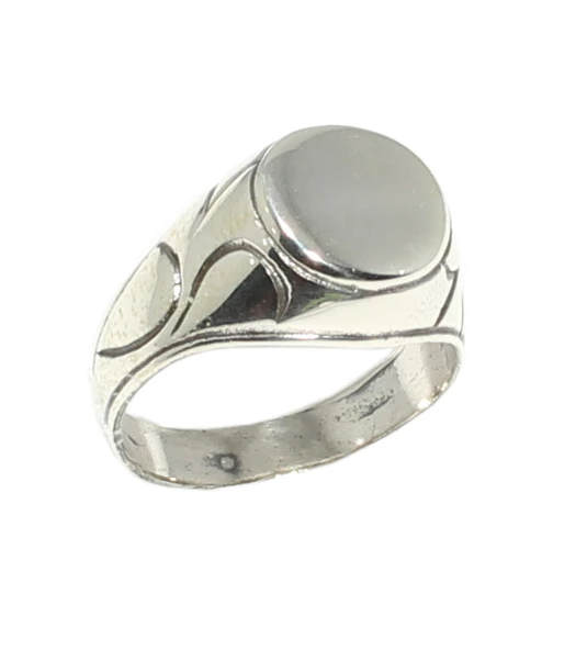 925 Ayar Gümüş Çizik Kenarlı  Küçük Yuvarlak Ayna Yüzük ürün görseli