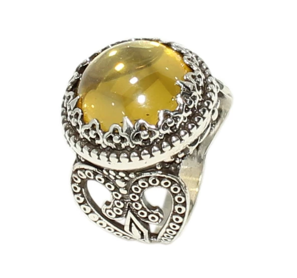 925 Ayar Gümüş Topaz Taşlı Tasarım Yüzük ürün görseli 1