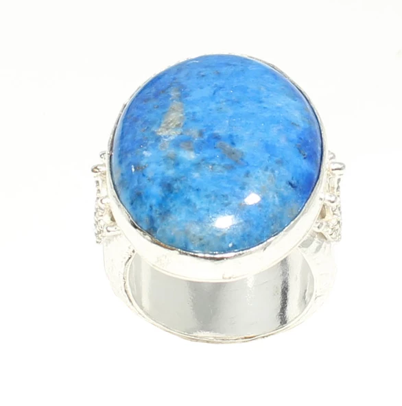 925 Ayar Gümüş Taç Ve Lapis Taşlı Yüzük - Resim 3