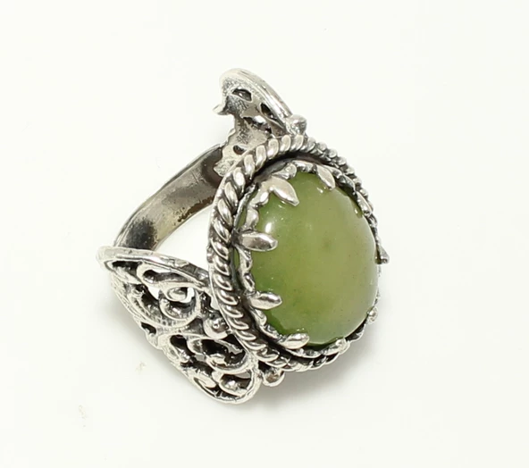 925 Ayar Gümüş Konstantinapol Tasarım Ceyid Taşlı Yüzük - Resim 4