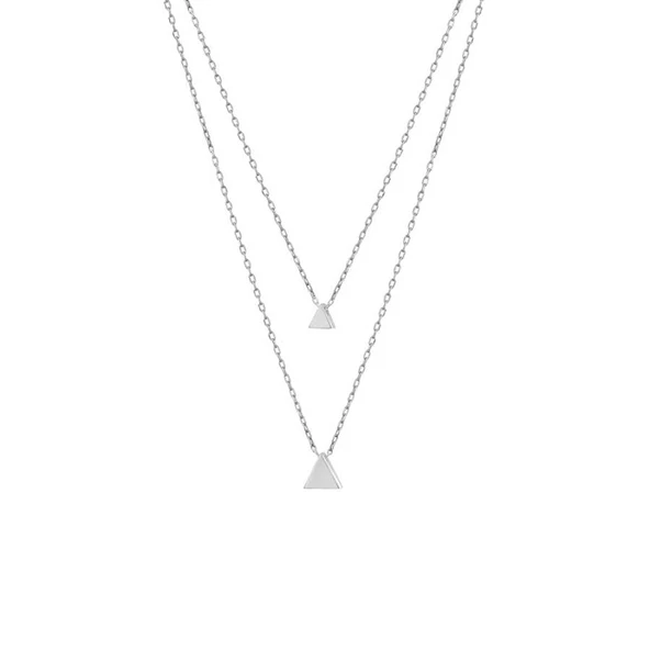 925 Ayar Gümüş İkili Üçgen Kolye - Resim 4